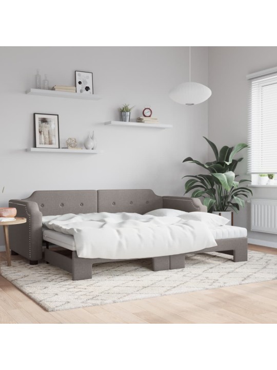 Válenda s přistýlkou a matracemi taupe 100 x 200 cm textil