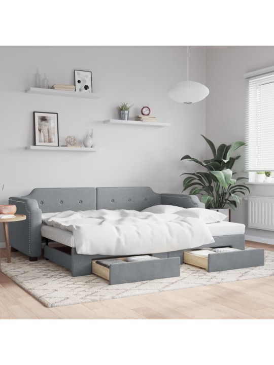 Válenda s přistýlkou a zásuvkami světle šedá 90 x 200 cm textil