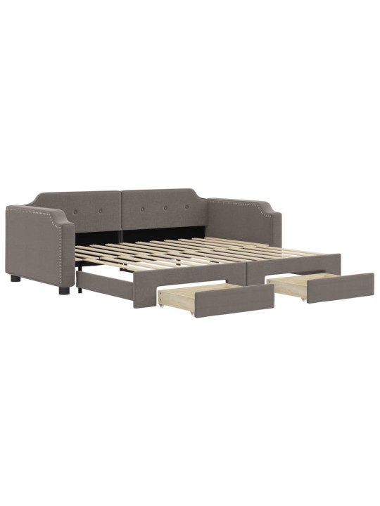 Válenda s přistýlkou a zásuvkami taupe 90 x 200 cm textil