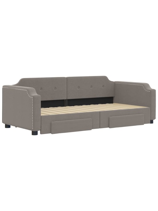 Válenda s přistýlkou a zásuvkami taupe 90 x 200 cm textil
