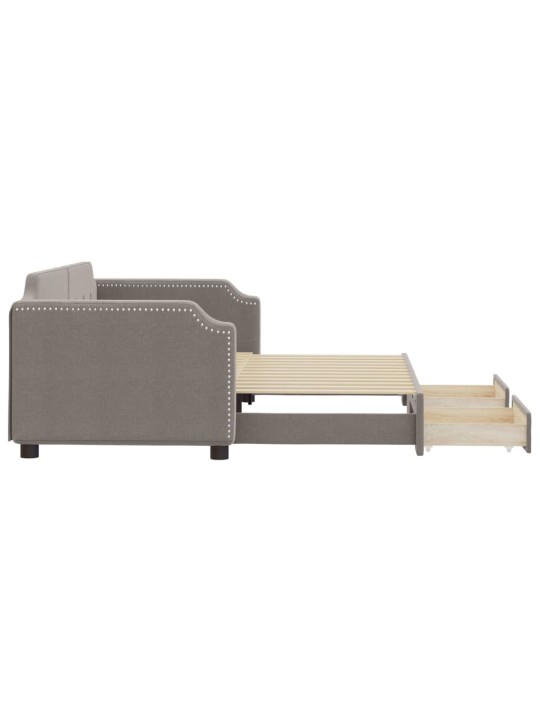Válenda s přistýlkou a zásuvkami taupe 90 x 200 cm textil