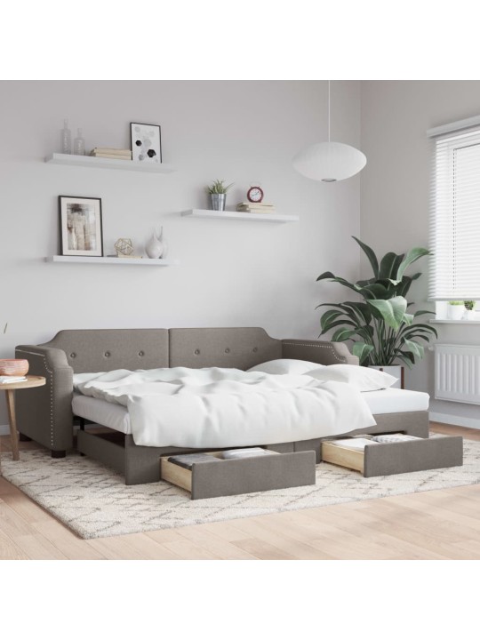 Válenda s přistýlkou a zásuvkami taupe 90 x 200 cm textil