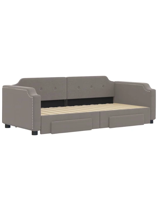 Válenda s přistýlkou a zásuvkami taupe 100 x 200 cm textil