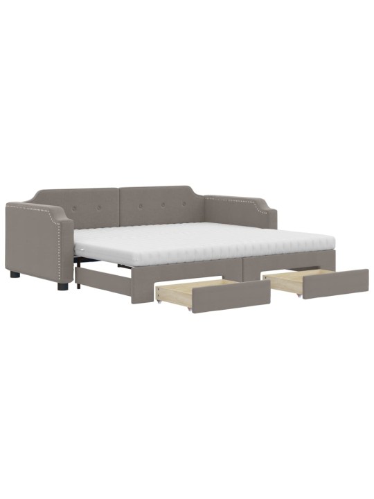 Válenda s přistýlkou a zásuvkami taupe 90 x 200 cm textil