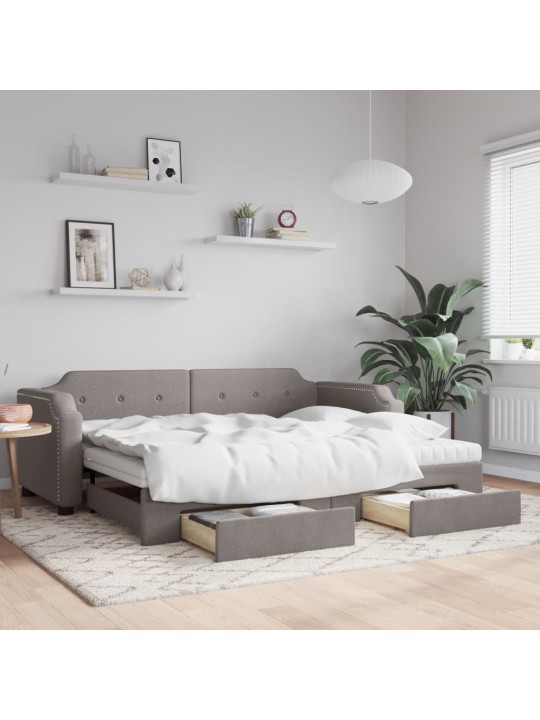 Válenda s přistýlkou a zásuvkami taupe 90 x 200 cm textil