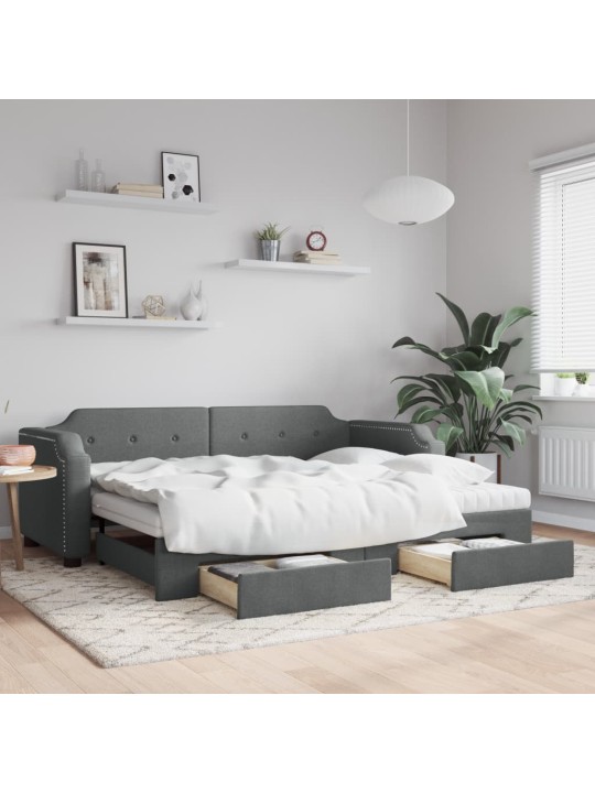 Válenda s přistýlkou a zásuvkami tmavě šedá 100 x 200 cm textil