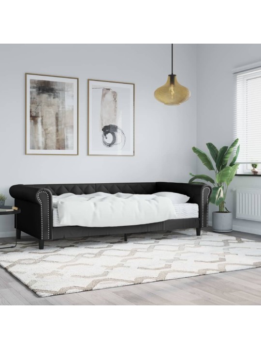 Válenda s matrací černá 90 x 200 cm umělá kůže