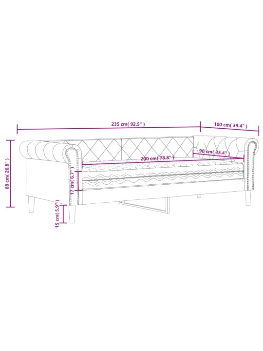 Válenda s matrací krémová 90 x 200 cm umělá kůže