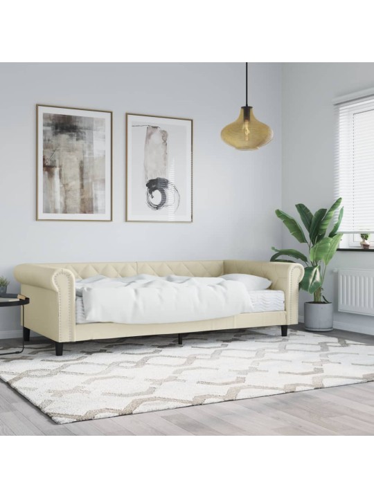 Válenda s matrací krémová 90 x 200 cm umělá kůže