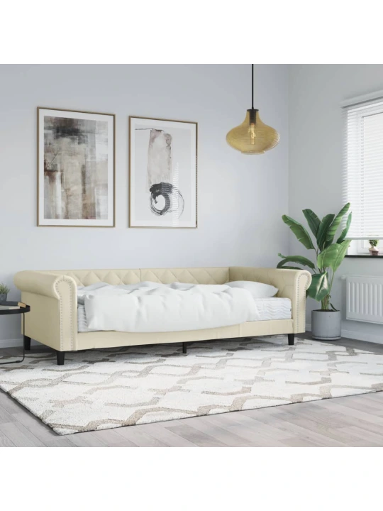 Válenda s matrací krémová 90 x 200 cm umělá kůže