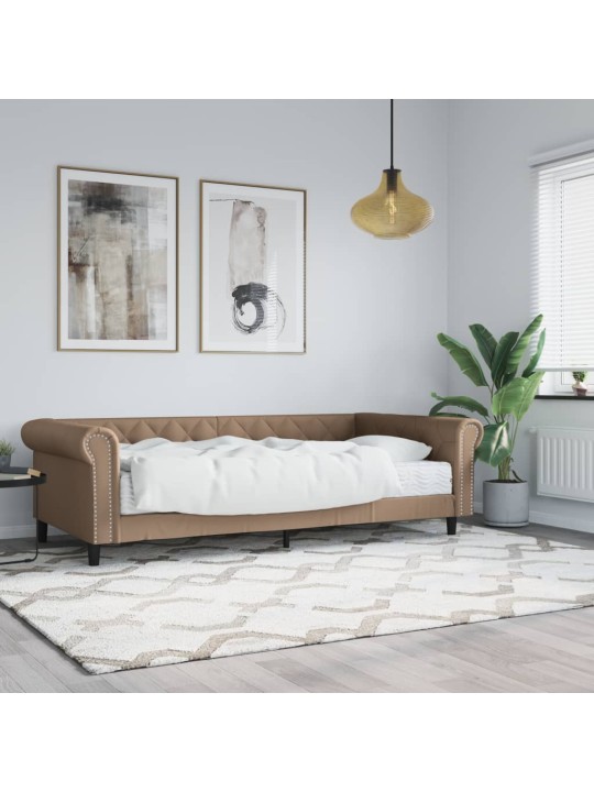 Válenda s matrací cappuccino 90 x 200 cm umělá kůže