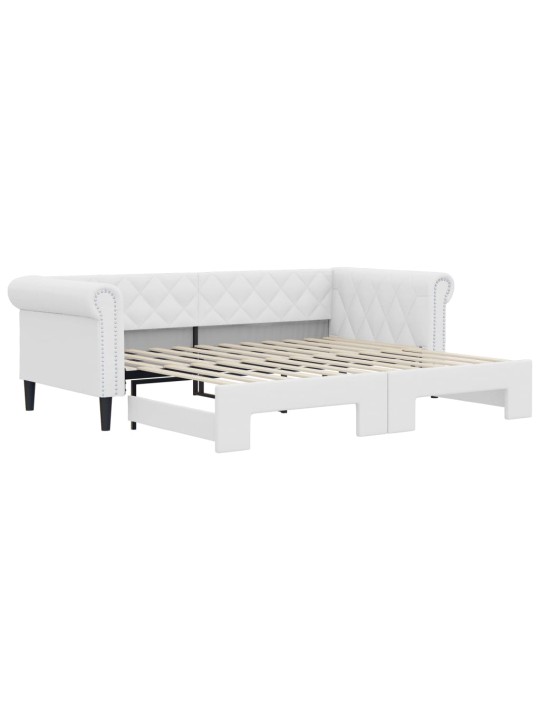 Válenda s přistýlkou bílá 90 x 200 cm umělá kůže