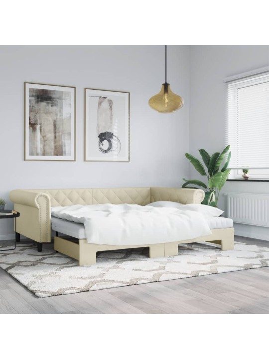 Válenda s přistýlkou krémová 90 x 200 cm umělá kůže