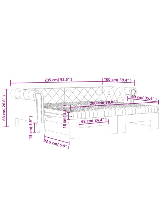 Válenda s přistýlkou a matracemi černá 90 x 200 cm umělá kůže