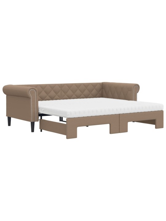 Válenda s přistýlkou a matracemi cappuccino 90x200cm umělá kůže
