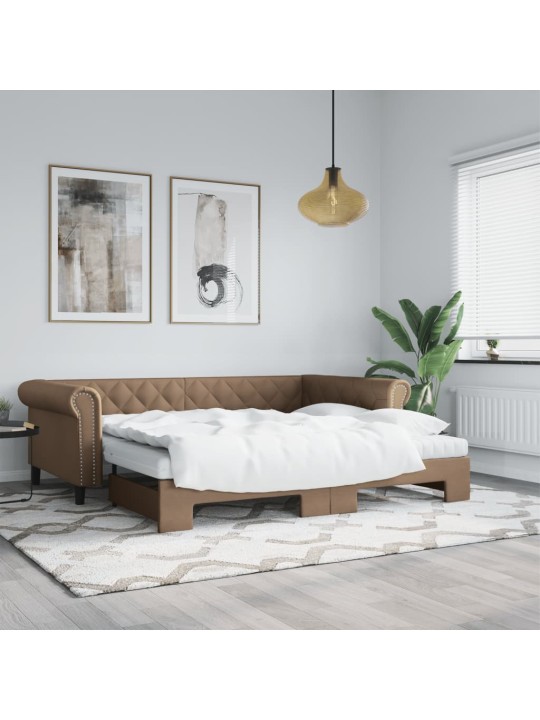 Válenda s přistýlkou a matracemi cappuccino 90x200cm umělá kůže