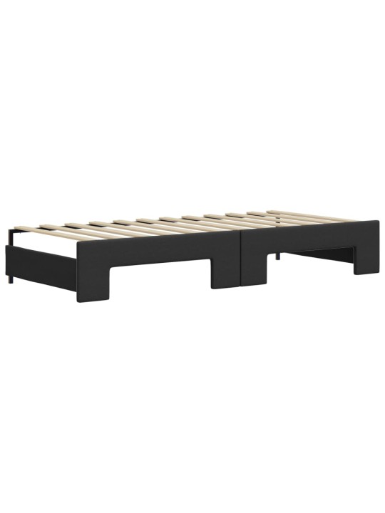 Válenda s přistýlkou a zásuvkami černá 90 x 200 cm umělá kůže