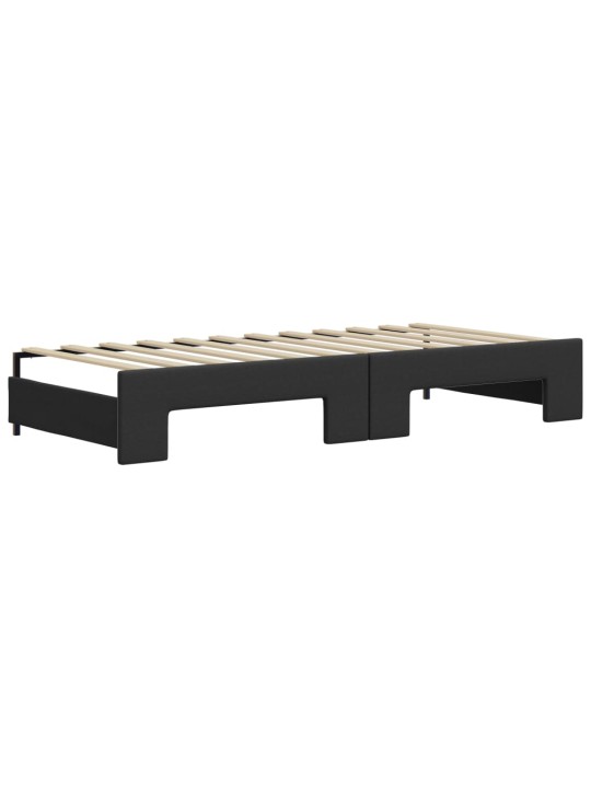 Válenda s přistýlkou a zásuvkami černá 90 x 200 cm umělá kůže