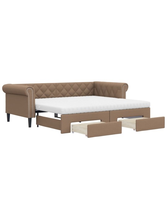 Válenda s přistýlkou a zásuvkami cappuccino 90x200cm umělá kůže