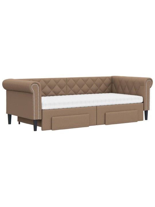 Válenda s přistýlkou a zásuvkami cappuccino 90x200cm umělá kůže