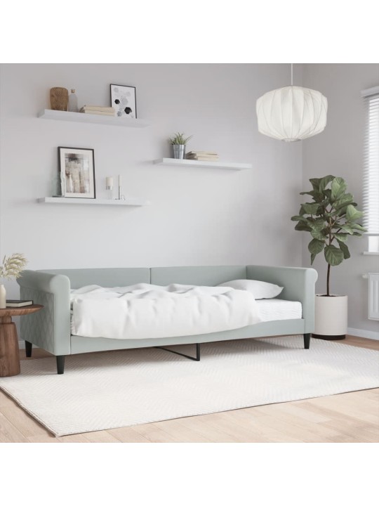Válenda s matrací světle šedá 80 x 200 cm samet