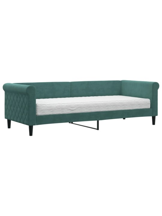 Válenda s matrací tmavě zelená 80 x 200 cm samet