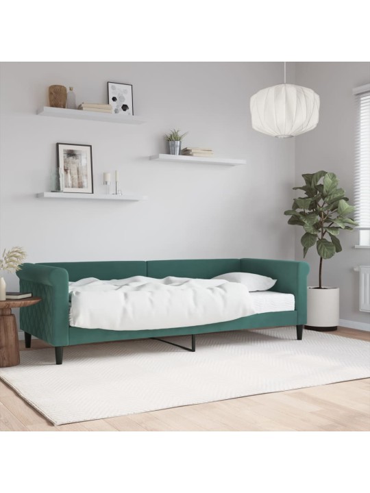 Válenda s matrací tmavě zelená 80 x 200 cm samet