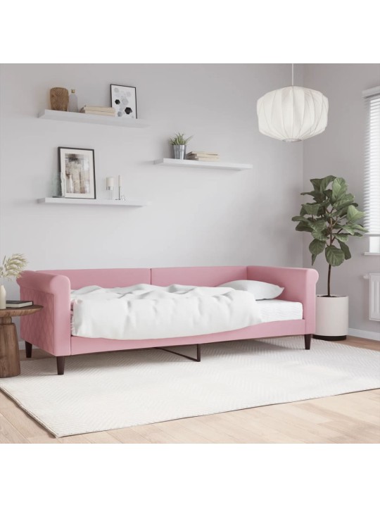 Válenda s matrací růžová 80 x 200 cm samet