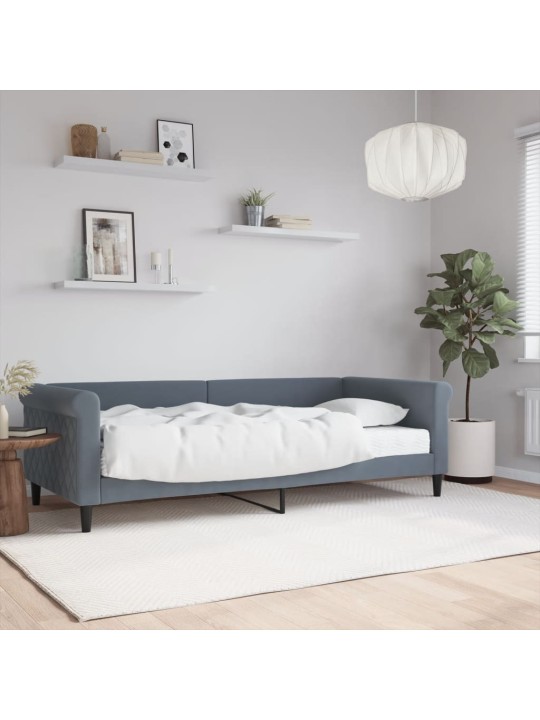 Válenda s matrací tmavě šedá 90 x 200 cm samet