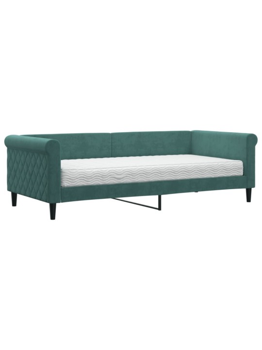 Válenda s matrací tmavě zelená 90 x 200 cm samet