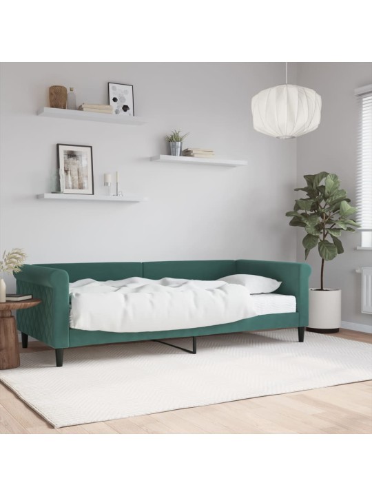 Válenda s matrací tmavě zelená 90 x 200 cm samet