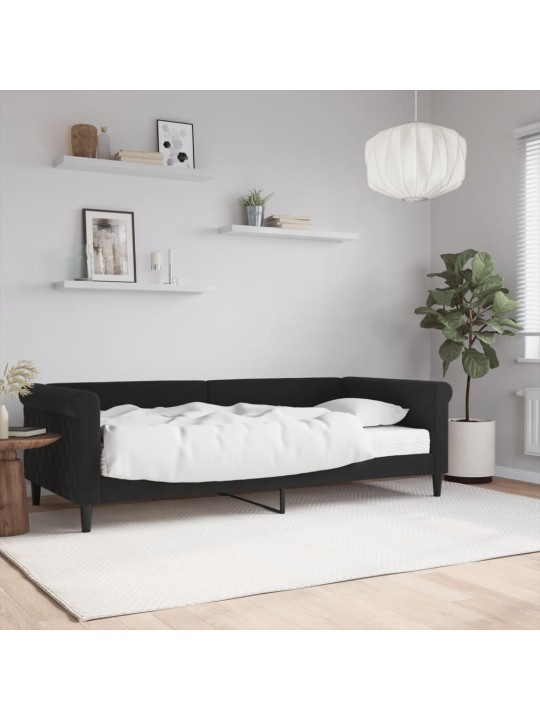 Válenda s matrací černá 90 x 200 cm samet