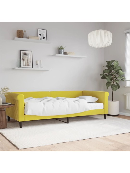 Válenda s matrací žlutá 90 x 200 cm samet