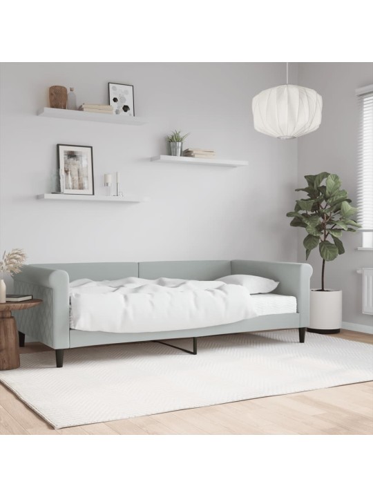 Válenda s matrací světle šedá 100 x 200 cm samet