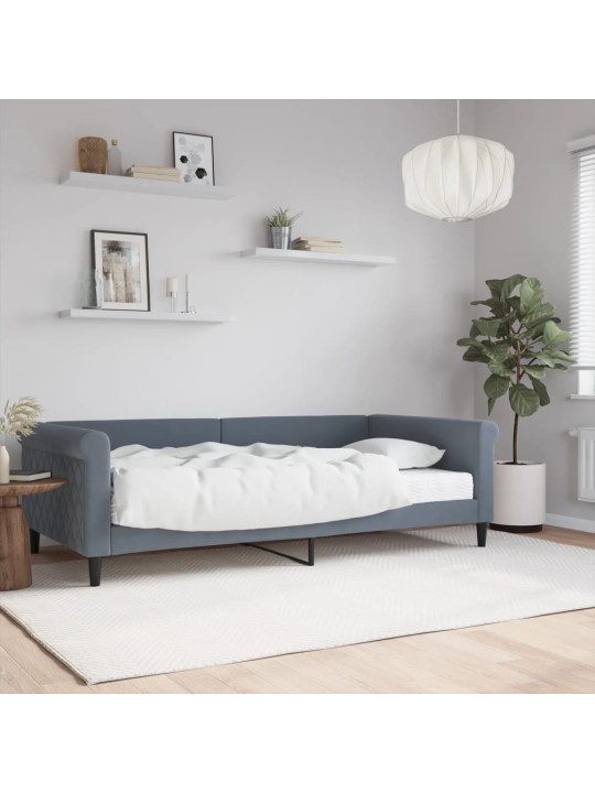 Válenda s matrací tmavě šedá 100 x 200 cm samet