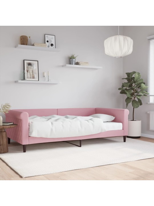 Válenda s matrací růžová 100 x 200 cm samet