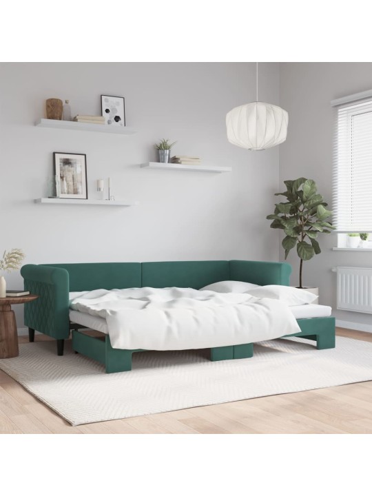 Válenda s přistýlkou tmavě zelená 80 x 200 cm samet