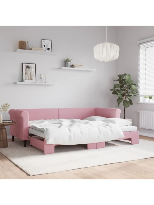 Válenda s přistýlkou růžová 80 x 200 cm samet