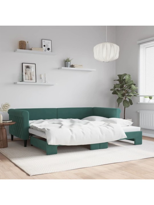 Válenda s přistýlkou tmavě zelená 90 x 200 cm samet