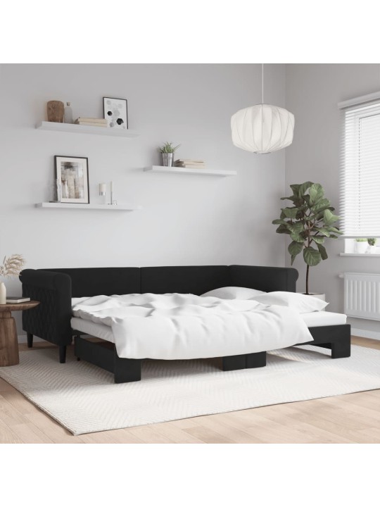 Válenda s přistýlkou černá 90 x 200 cm samet