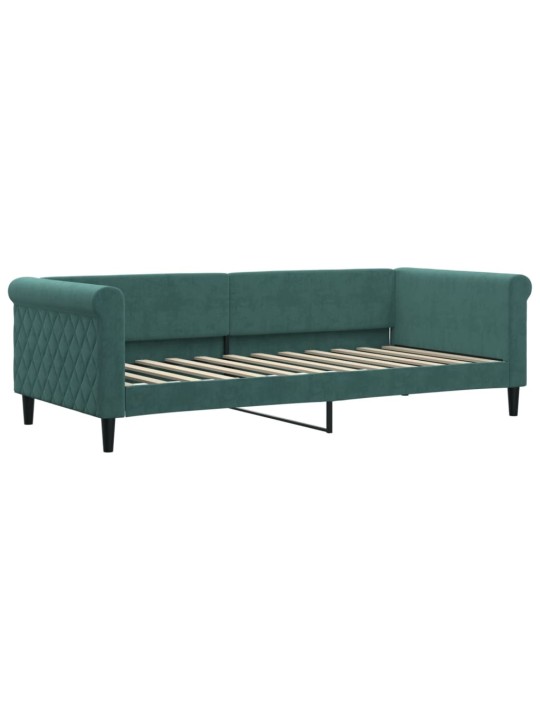 Válenda s přistýlkou a matracemi tmavě zelená 90 x 200 cm samet