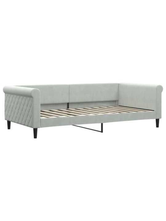 Válenda s přistýlkou a matracemi světle šedá 100x200 cm samet