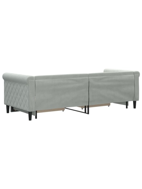 Válenda s přistýlkou a zásuvkami světle šedá 80 x 200 cm samet