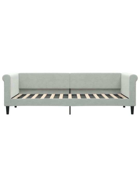 Válenda s přistýlkou a zásuvkami světle šedá 80 x 200 cm samet