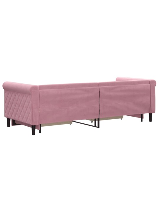 Válenda s přistýlkou a zásuvkami růžová 80 x 200 cm samet