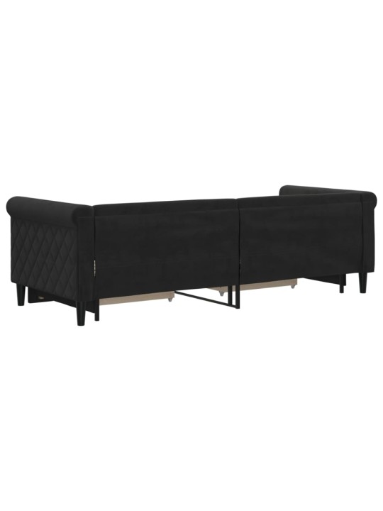 Válenda s přistýlkou a zásuvkami černá 80 x 200 cm samet