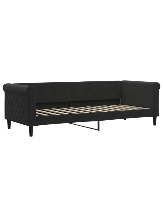 Válenda s přistýlkou a zásuvkami černá 80 x 200 cm samet
