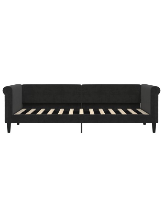 Válenda s přistýlkou a zásuvkami černá 80 x 200 cm samet