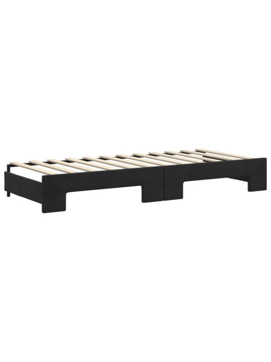 Válenda s přistýlkou a zásuvkami černá 80 x 200 cm samet