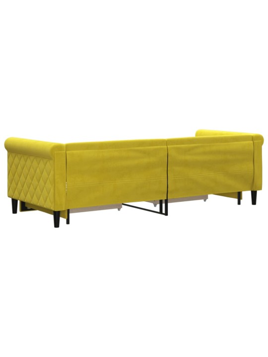 Válenda s přistýlkou a zásuvkami žlutá 80 x 200 cm samet